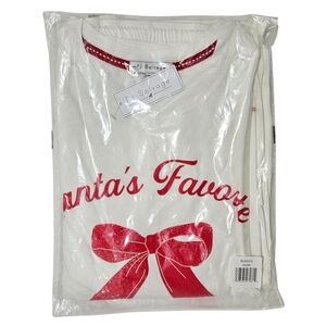 PJ Salvage Pajama Set Santa's Favorite Large, XL Ivory Red NWT 🎅